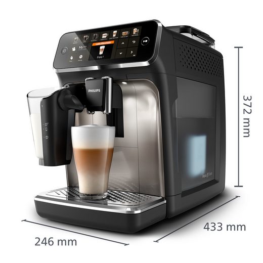 PHILIPS Kaffeevollautomat 5400 Series EP5447/90 LatteGo 12 Kaffeespezialitäten und 4 Benutzerprofilen