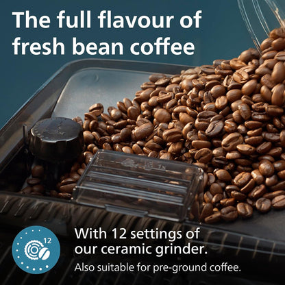 5400 Series Bean to Cup Coffee Machine EP5446/70–12 Coffee Varieties,LatteGo Milk Frother,Fastest-to-Clean,Ceramic Grinder,Fully Automatic Espresso & Cappuccino maker–Black